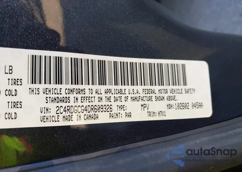 2013 Dodge Grand Caravan Sxt из США, поврежденный, VIN 2C4RDGCG4DR609326